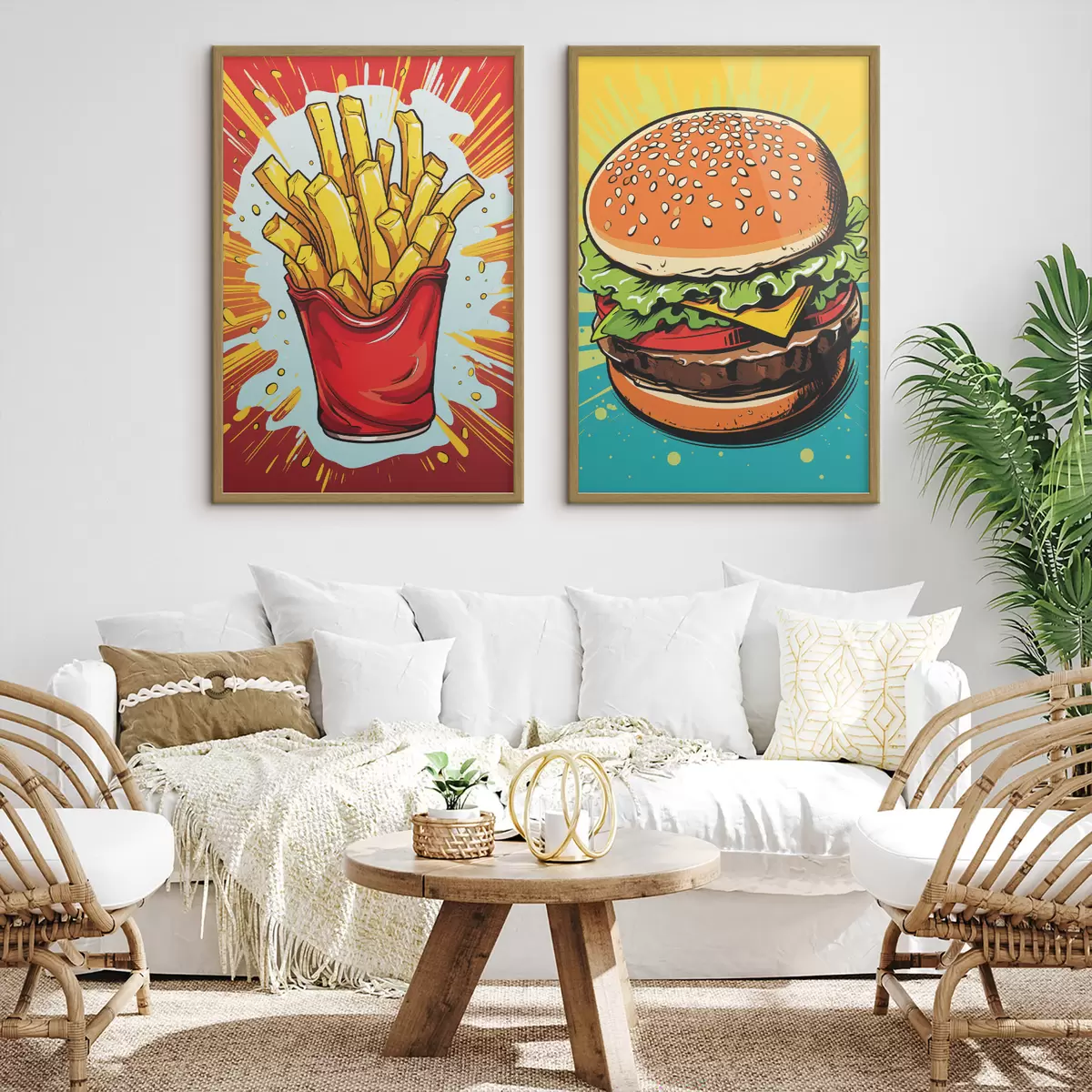 Poster Pommes Frites und Burger d00556