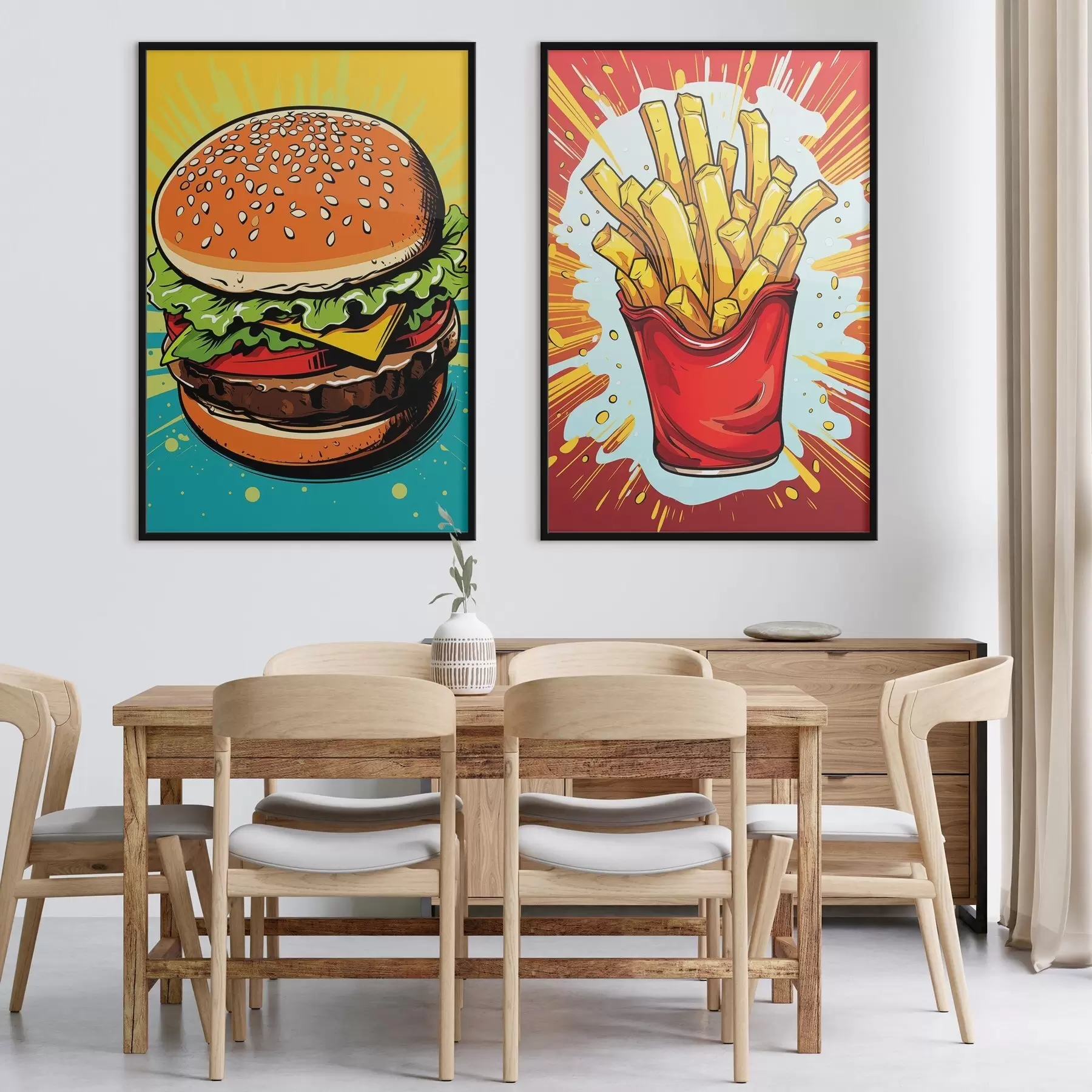 Fototapete Pommes Frites und Burger d00556