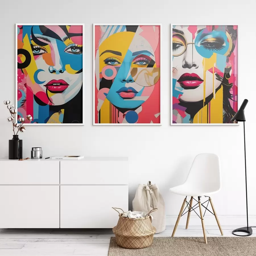 Fototapete Abstraktion von bunten Gesichtern d00557