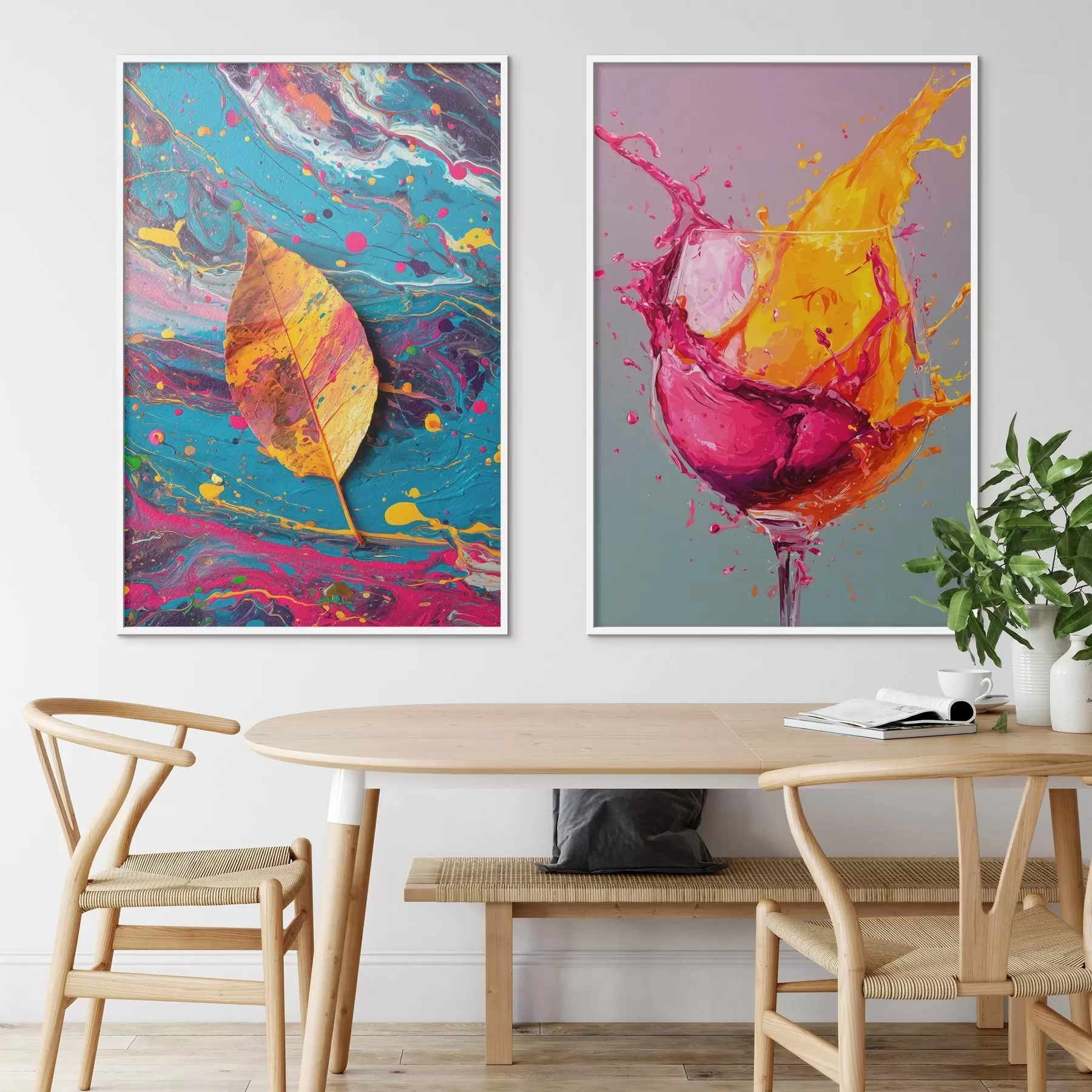 Fototapete Expressive Abstraktion mit Elementen aus der Natur und Getränken d00570