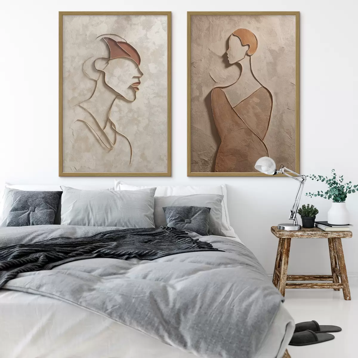 Poster Reliefsilhouetten von Menschen in einem minimalistischen Stil d00596