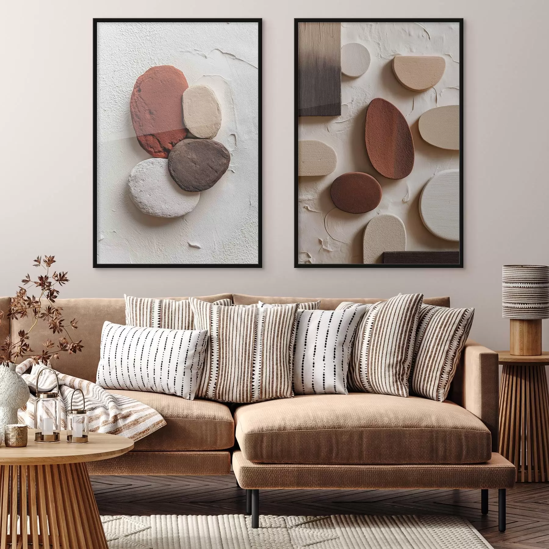 Fototapete Abstrakte Kompositionen mit volumetrischen geometrischen Formen auf einem strukturierten Hintergrund d00597