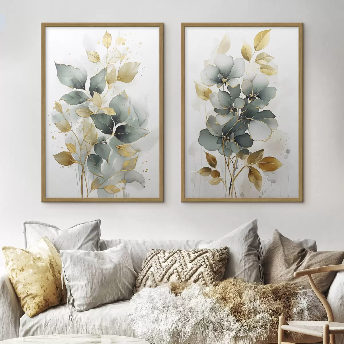 Poster Blüten und goldenes Laub d00610