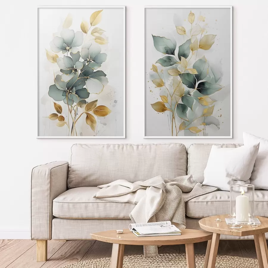 Fototapete Abstrakte Zweige mit Blättern d00610