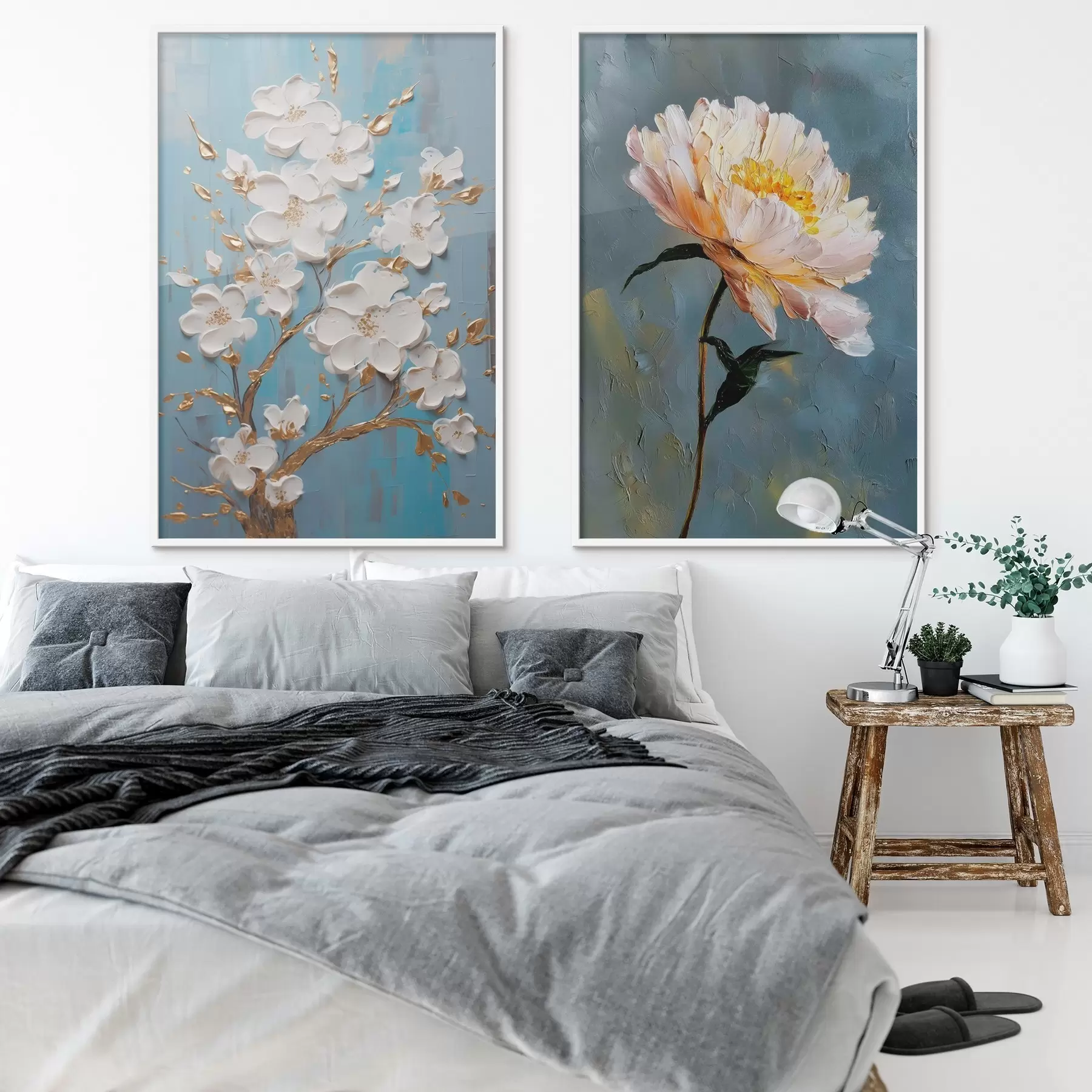 Fototapete Blühender Zweig und Pfingstrose: Reliefkomposition d00637