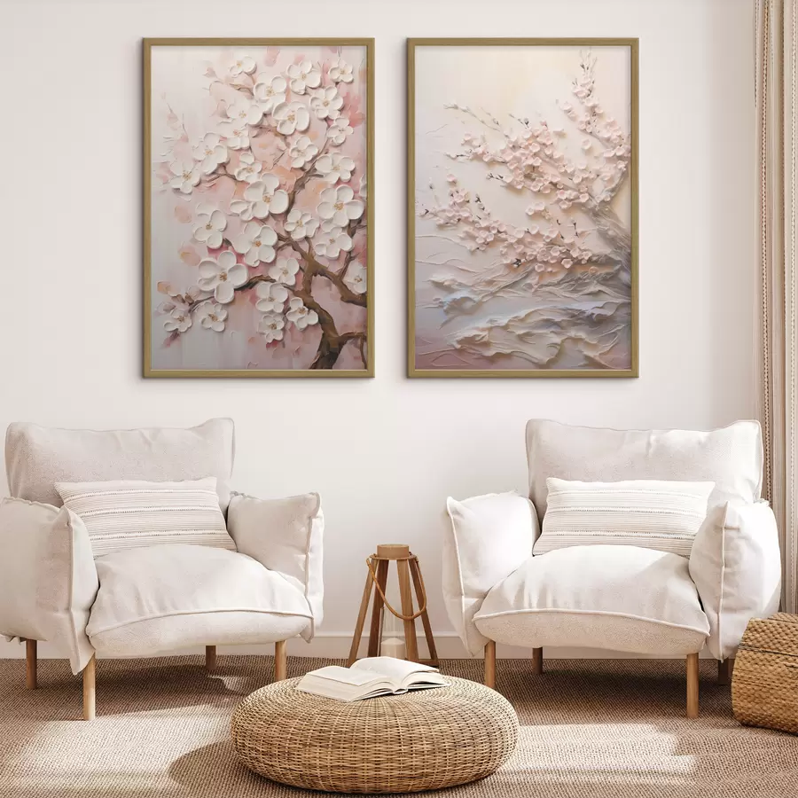 Fototapete Blühende Sakura: Komposition im Impasto-Stil d00638