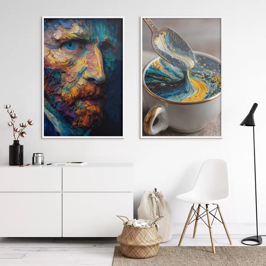 Fototapete Picasso und die Abstraktion in einer Tasse im Stil der Ölmalerei d00639