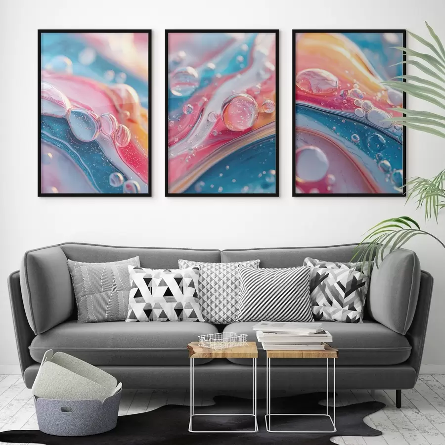 Fototapete bunte Wellen mit Blasen d00698