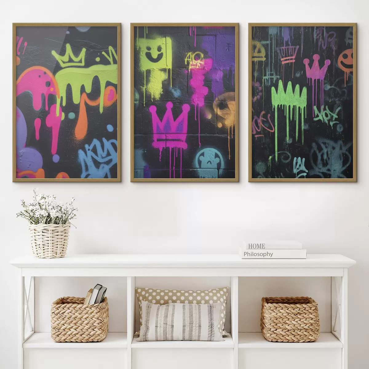 Poster leuchtende Straßenkunst auf dunklem Hintergrund d00703
