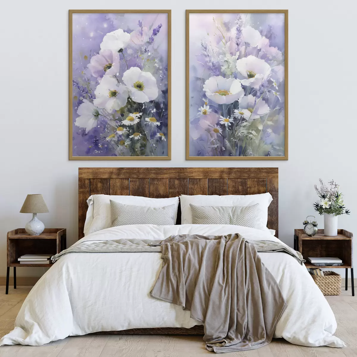 Poster aquarellstrauß in Lila- und Weißtönen d00704