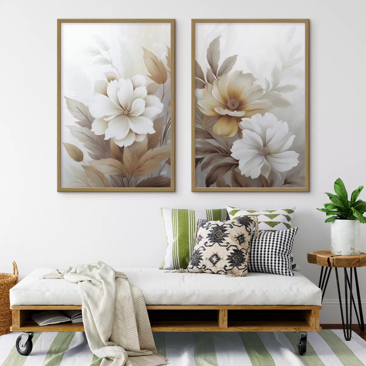 Poster Blumen mit Blättern d00712