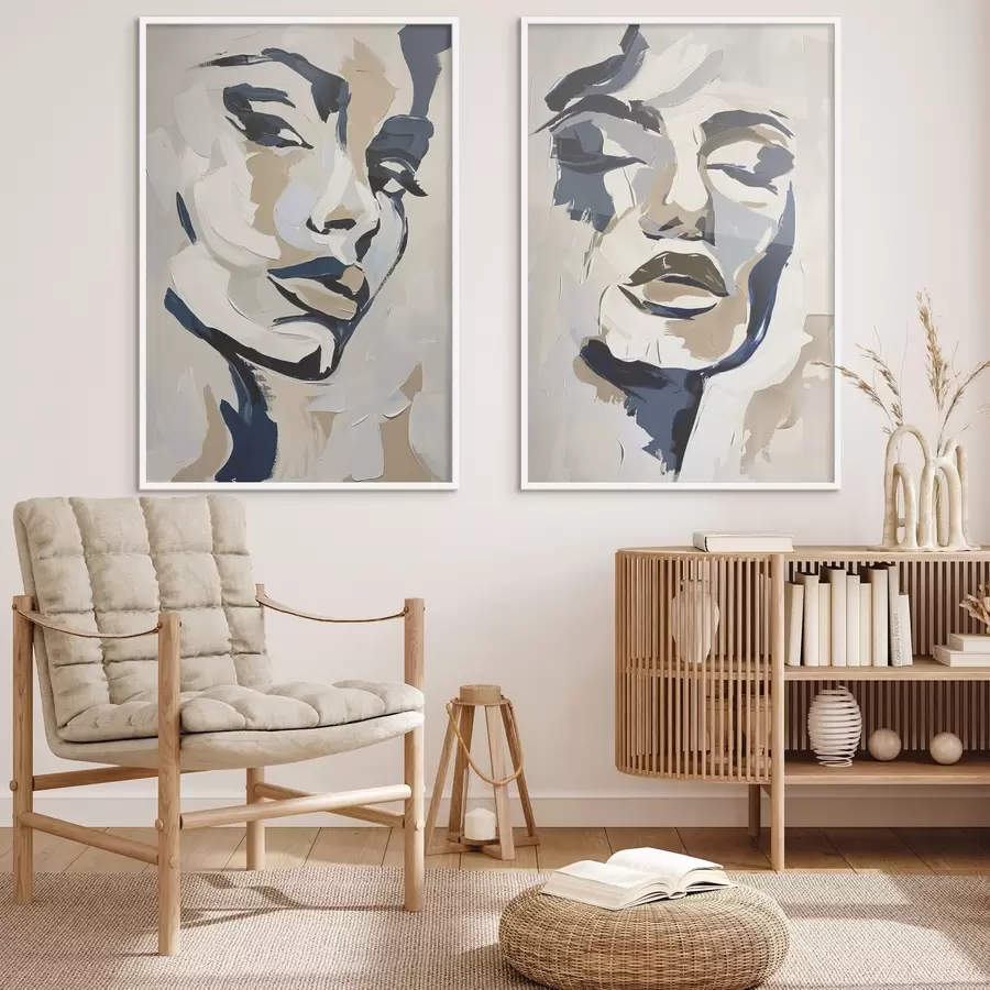 Fototapete Abstrakte Gesichter von Frauen mit imitierten Pinselstrichen d00713