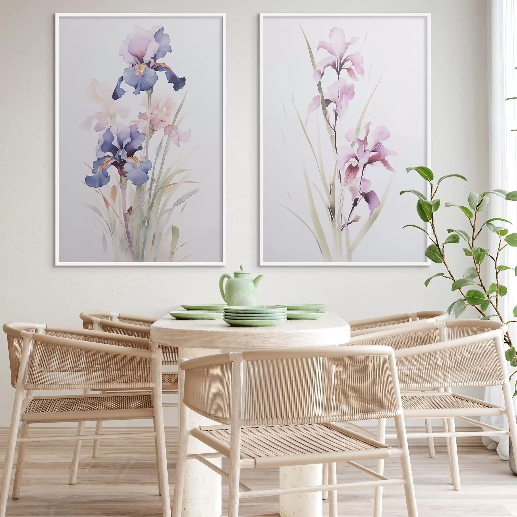 Fototapete Schwertlilien Nachahmung von Aquarell d00724