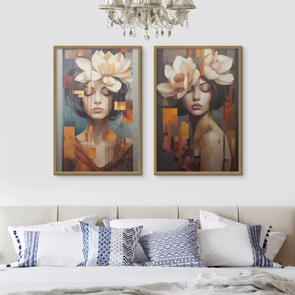 Poster Frau mit Blumen d00734