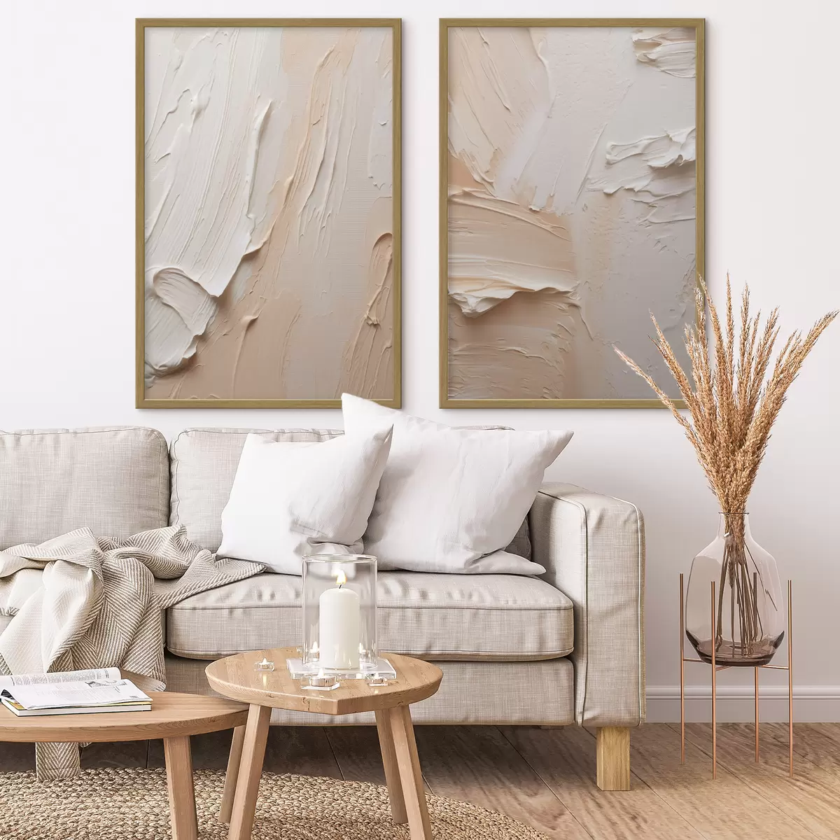 Poster Cremefarbene Impasto-Striche d00767