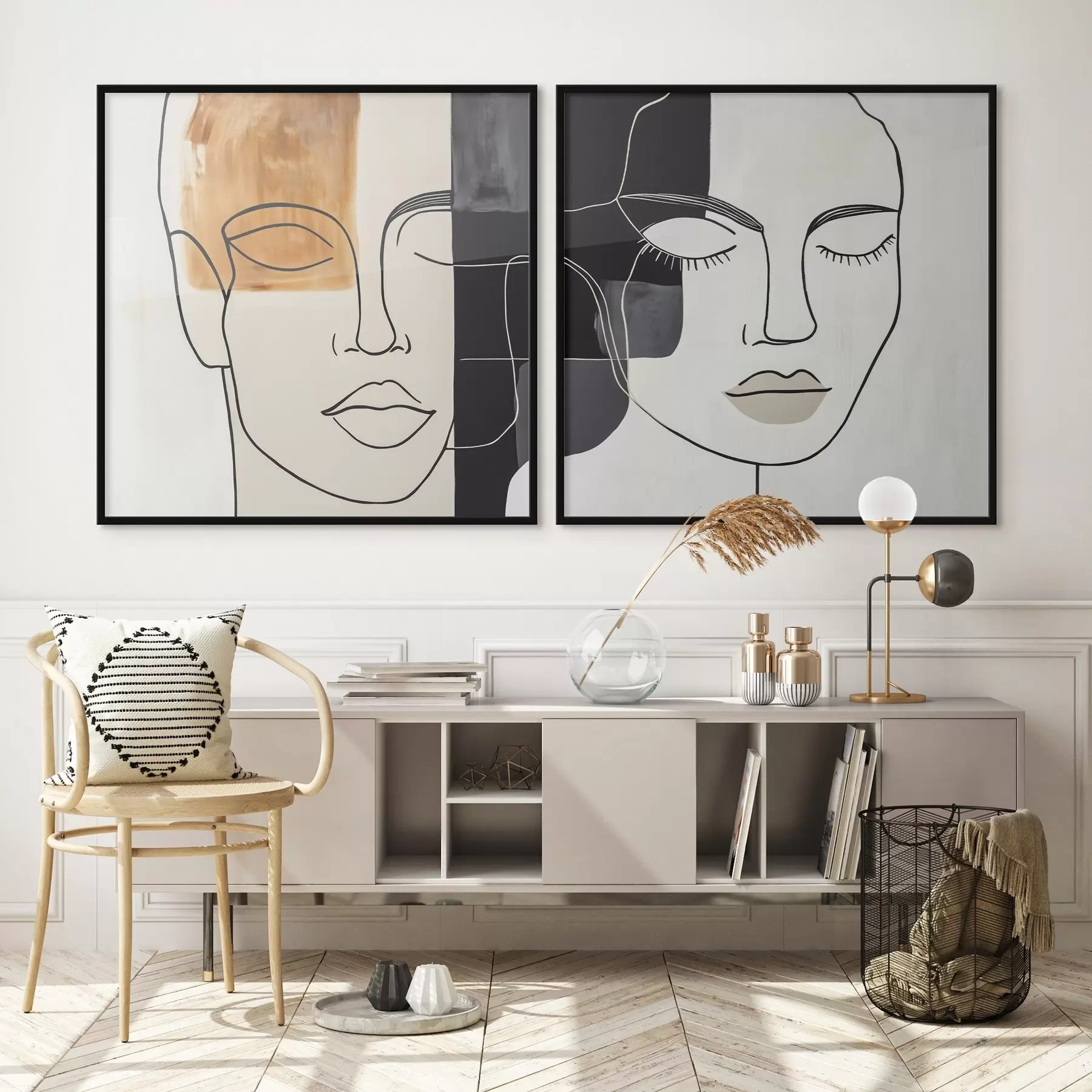 Fototapete Abstrakte Porträts eines Mannes und einer Frau d00720