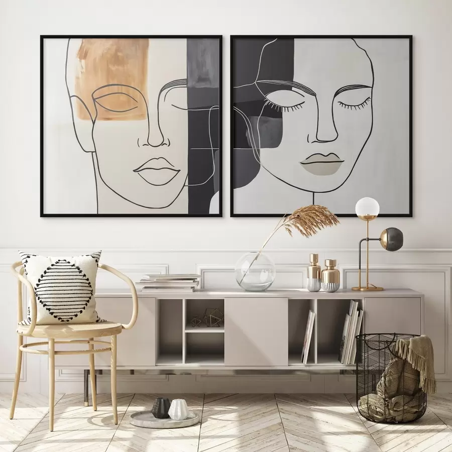 Fototapete Abstrakte Porträts eines Mannes und einer Frau d00720