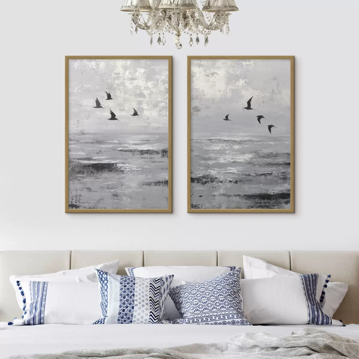 Poster Abstrakte Landschaft mit Vögeln d00778