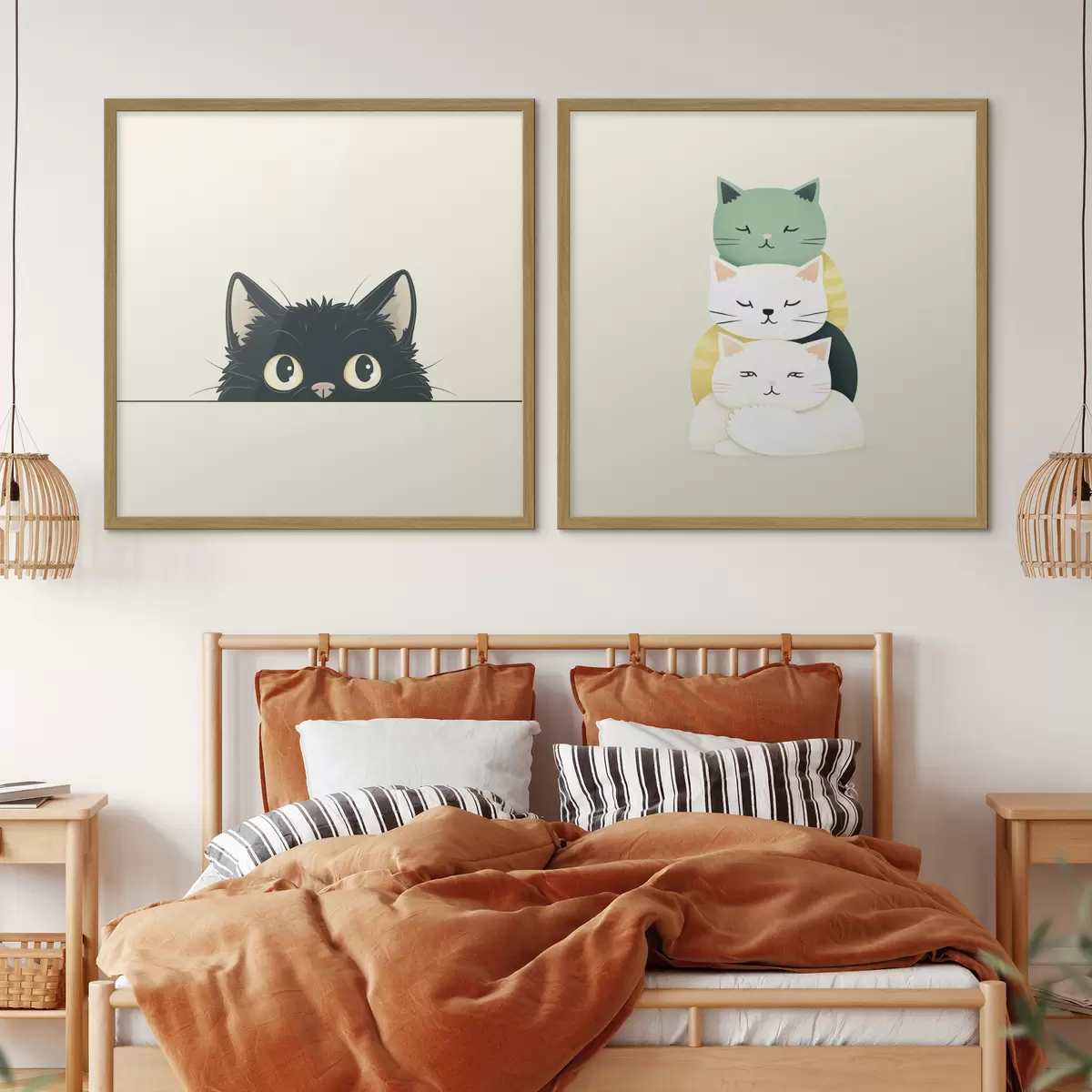 Poster Animalistische Katzen im illustrativen Stil d00707