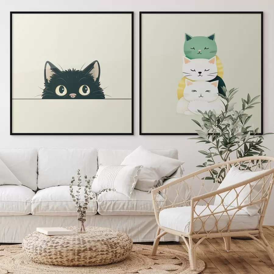 Fototapete Animalistische Katzen im illustrativen Stil d00707