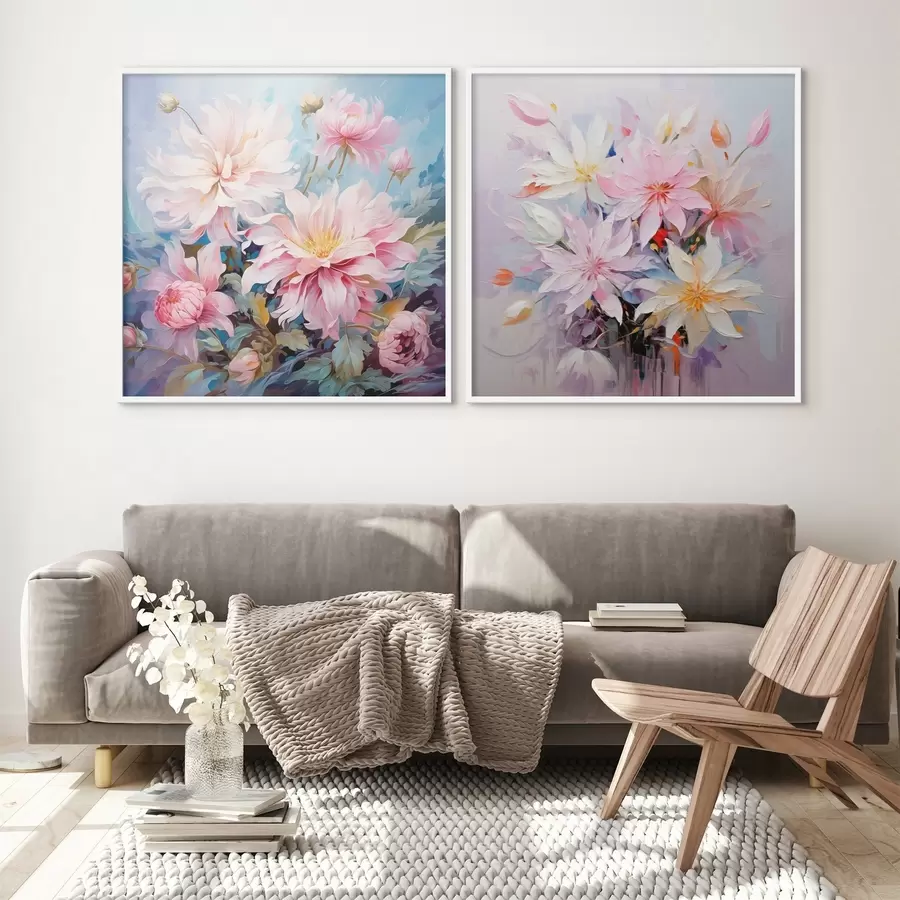 Fototapete Rosa Pfingstrosen im Aquarellstil d00709