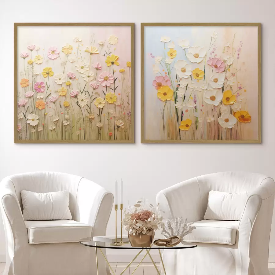 Fototapete Wiesenblumen im Ölgemälde-Stil d00710