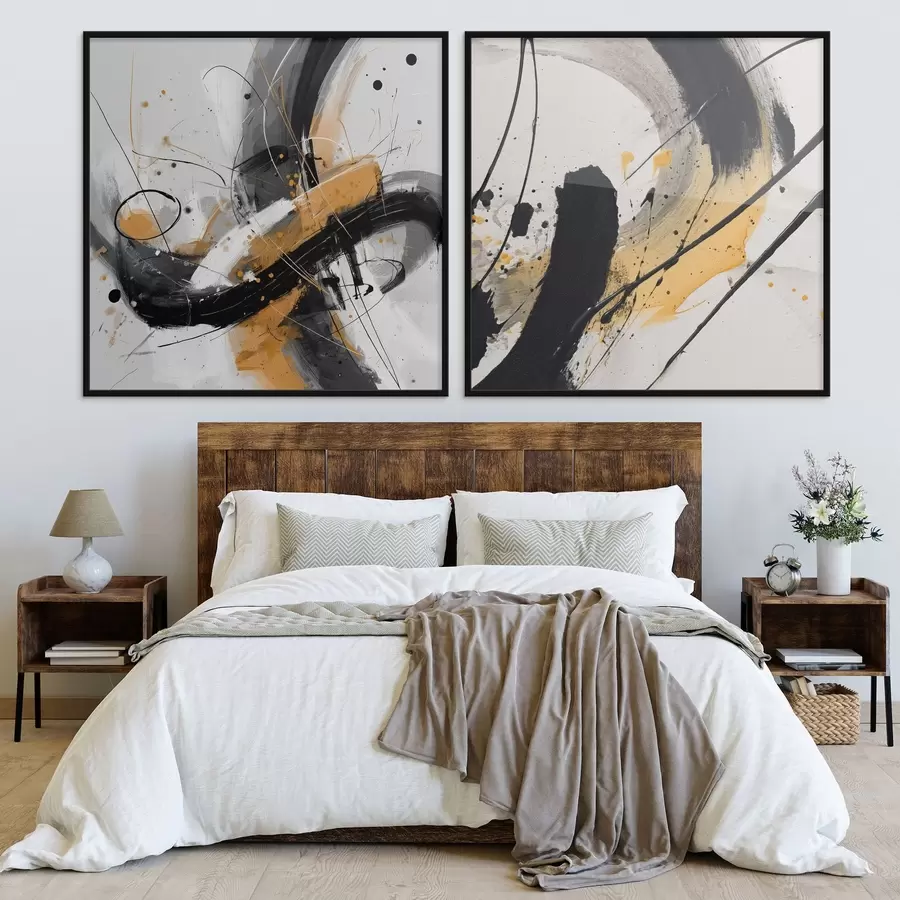 Fototapete Ausdruck in Gelb- und Schwarztönen d00739