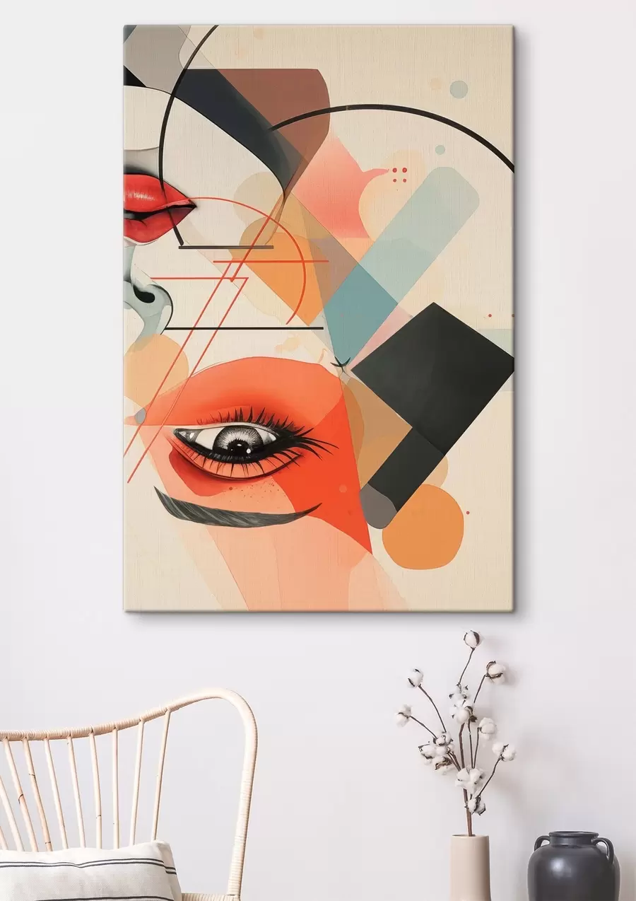 Fototapete Gesicht und geometrische Formen s47448