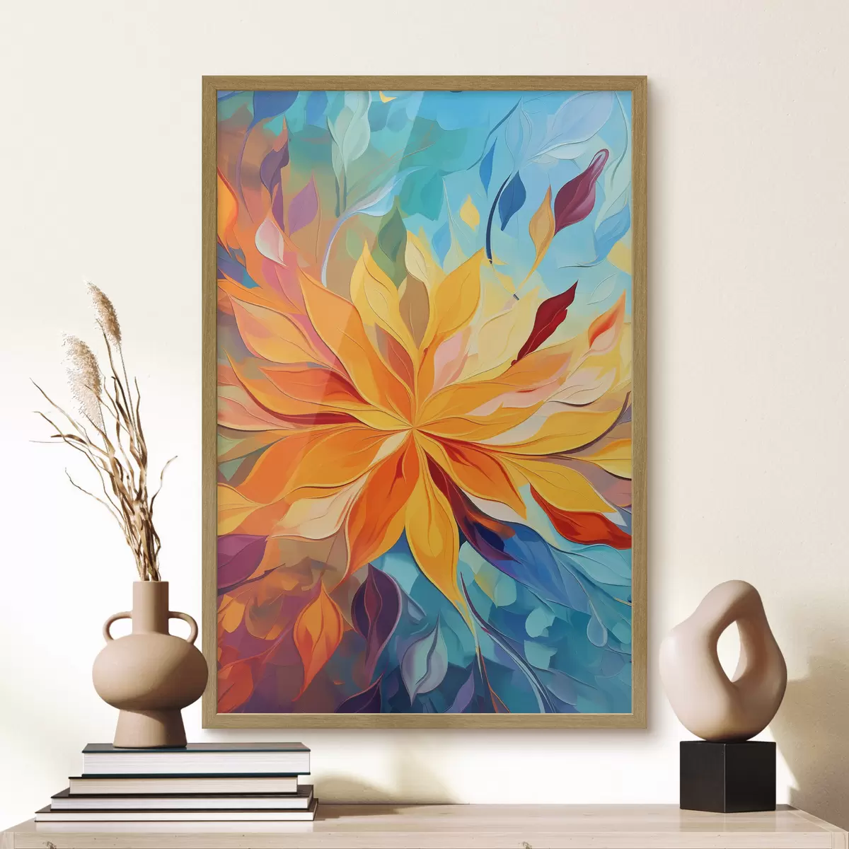 Poster Abstrakte Blumen, Ölgemälde-Imitation f47445
