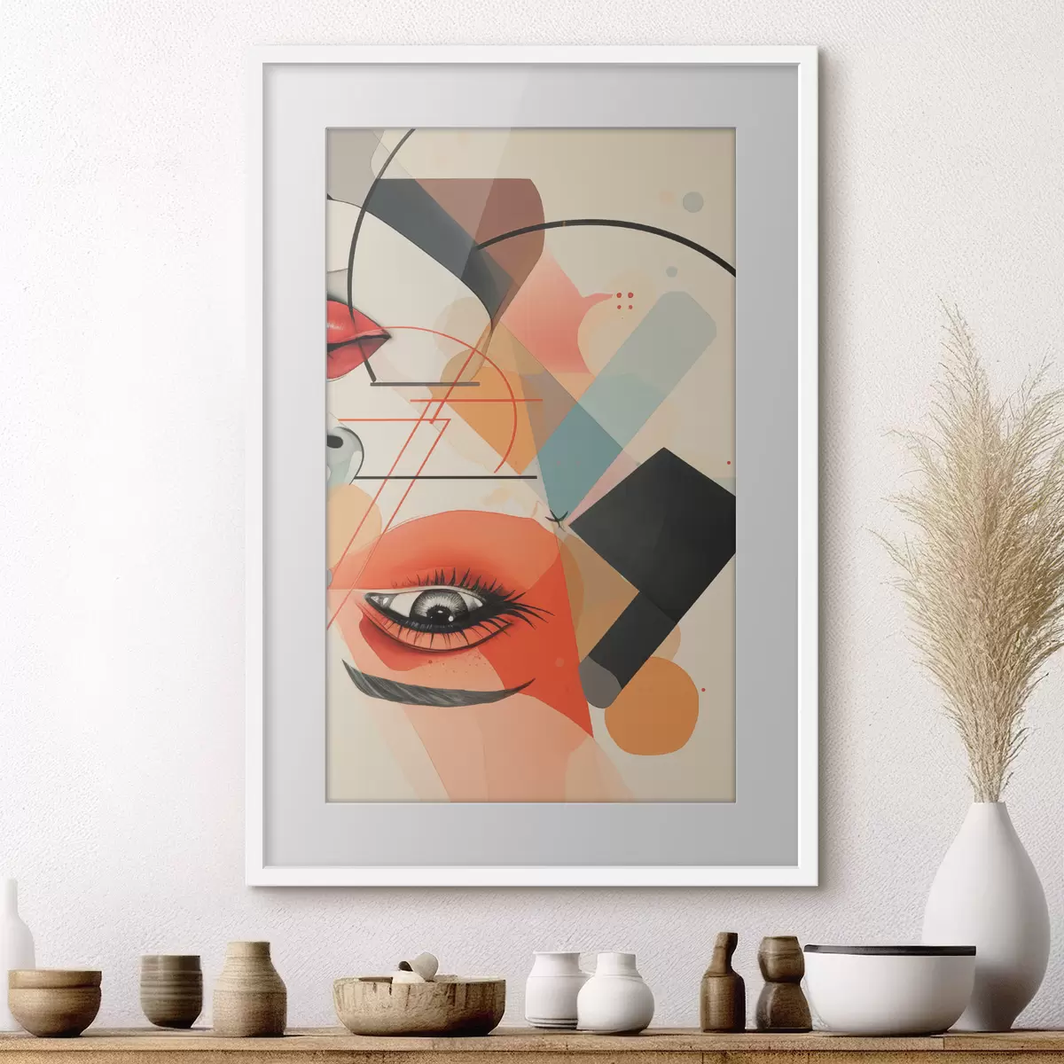 Poster Gesicht und geometrische Formen f47448