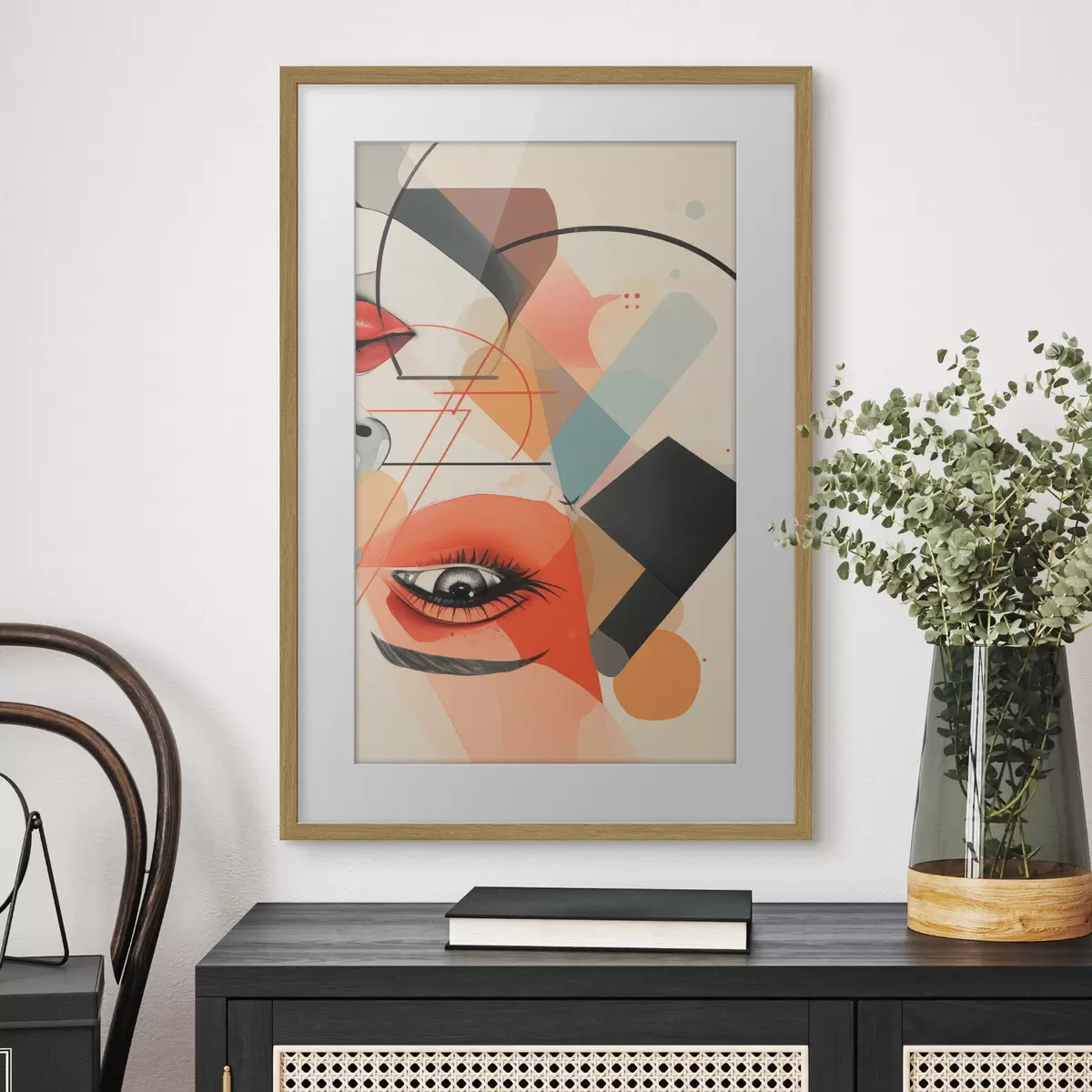 Poster Gesicht und geometrische Formen f47448