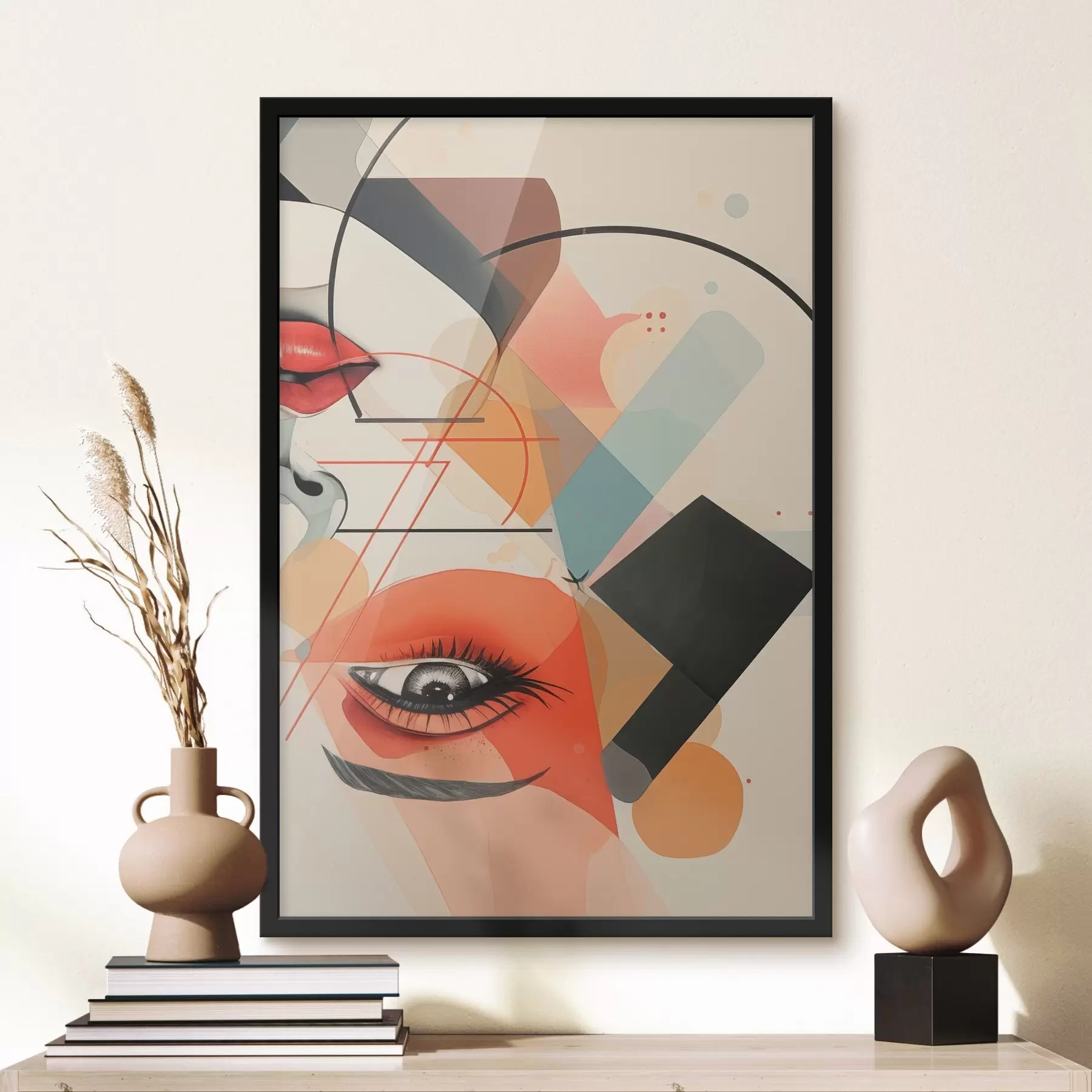 Fototapete Gesicht und geometrische Formen f47448