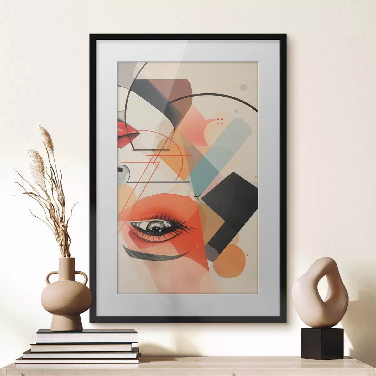 Poster Gesicht und geometrische Formen f47448