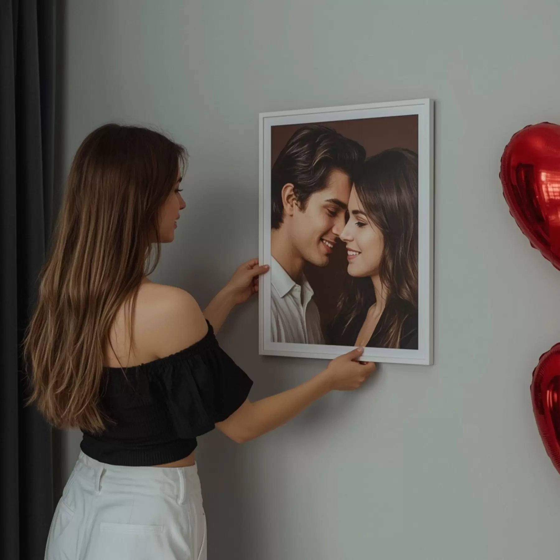 Fototapete Geschenk für ein Paar basierend auf einem Foto auf Leinwand s47193