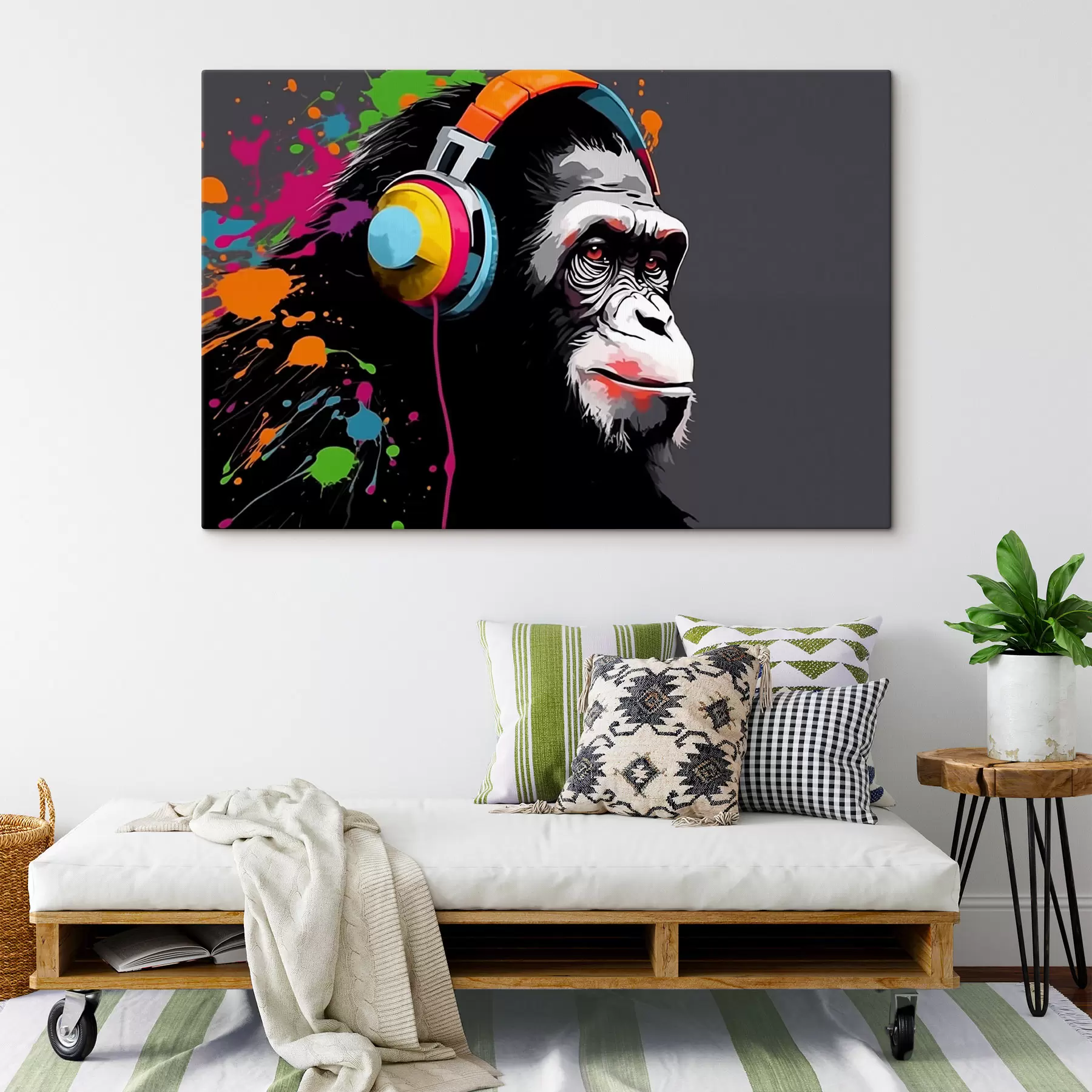 Fototapete Affe mit Kopfhörern s47385