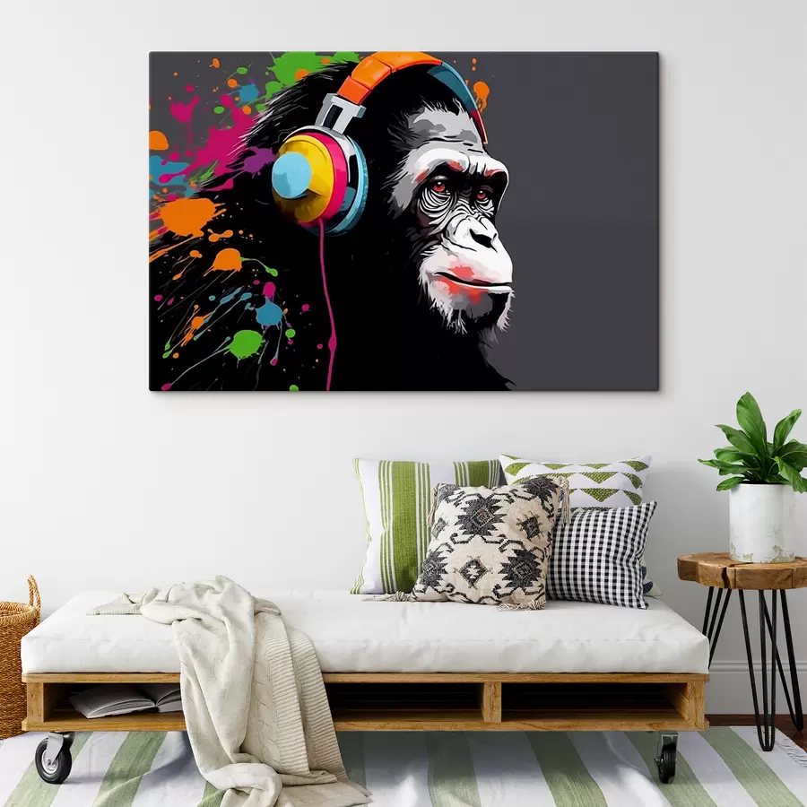 Fototapete Affe mit Kopfhörern s47385