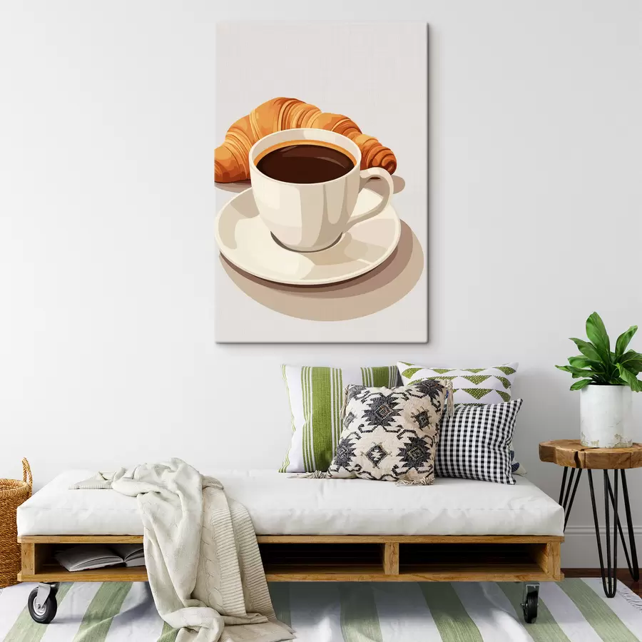 Fototapete Kaffee mit Croissant s47397