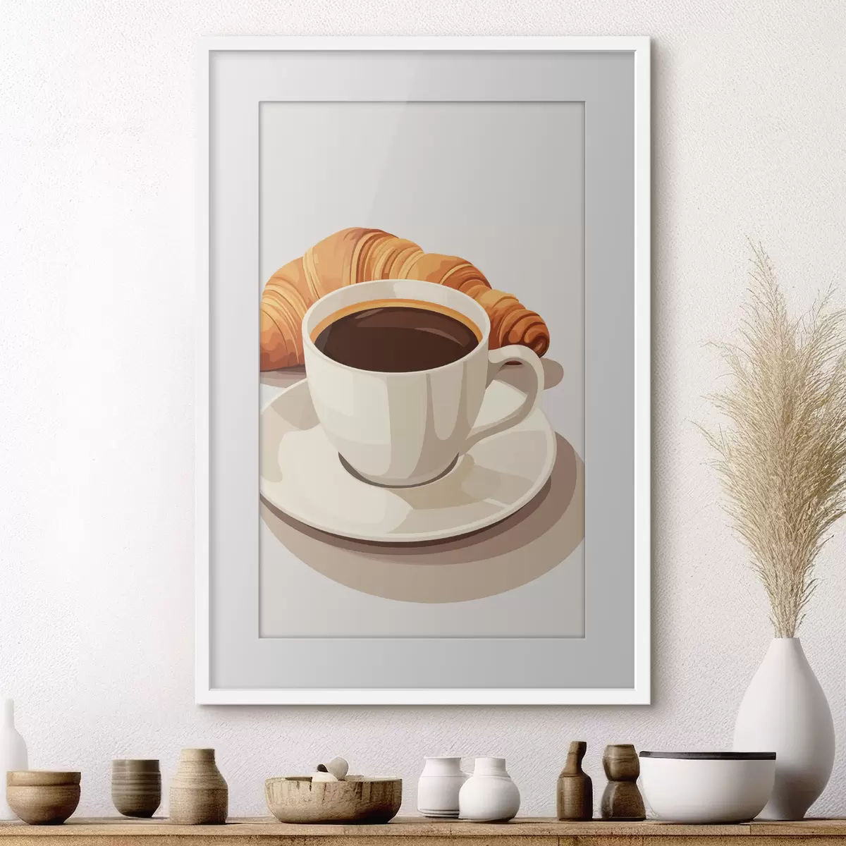 Poster Kaffee mit Croissant f47397