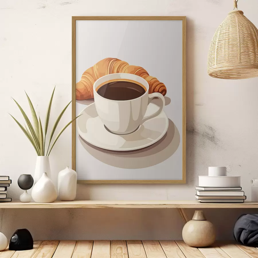 Fototapete Kaffee mit Croissant f47397