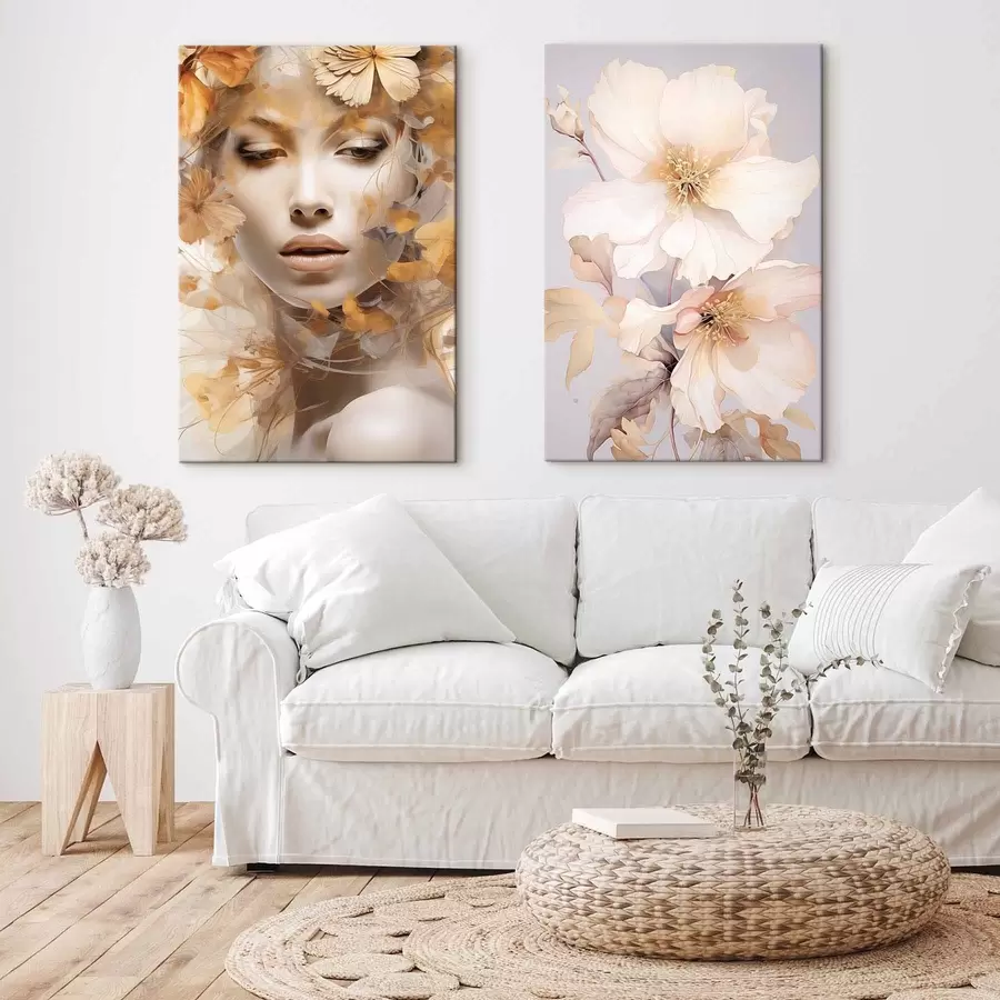 Fototapete Mädchen und zarte Blumen m01251