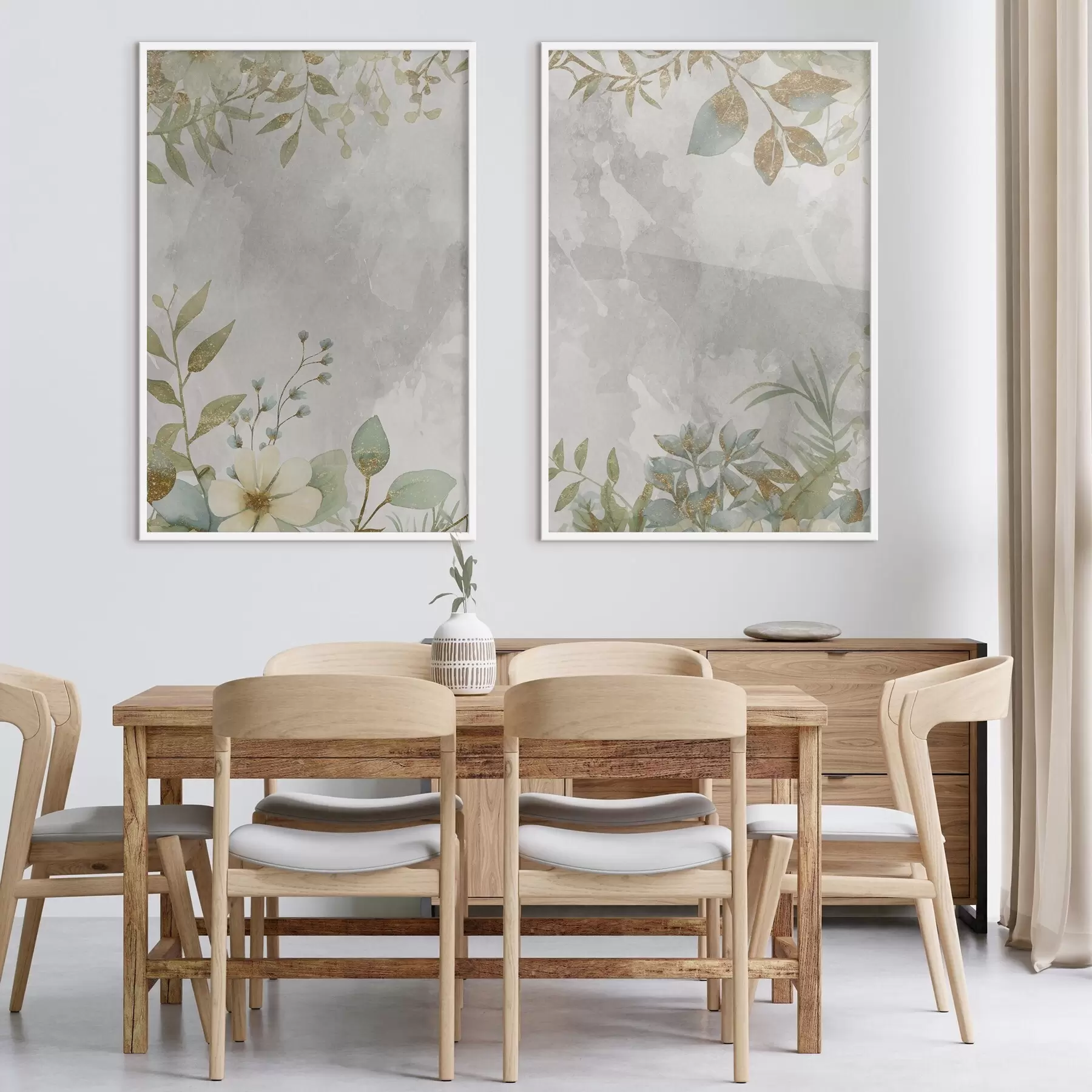 Fototapete Zarte Pflanzen auf hellgrauem Hintergrund d01070