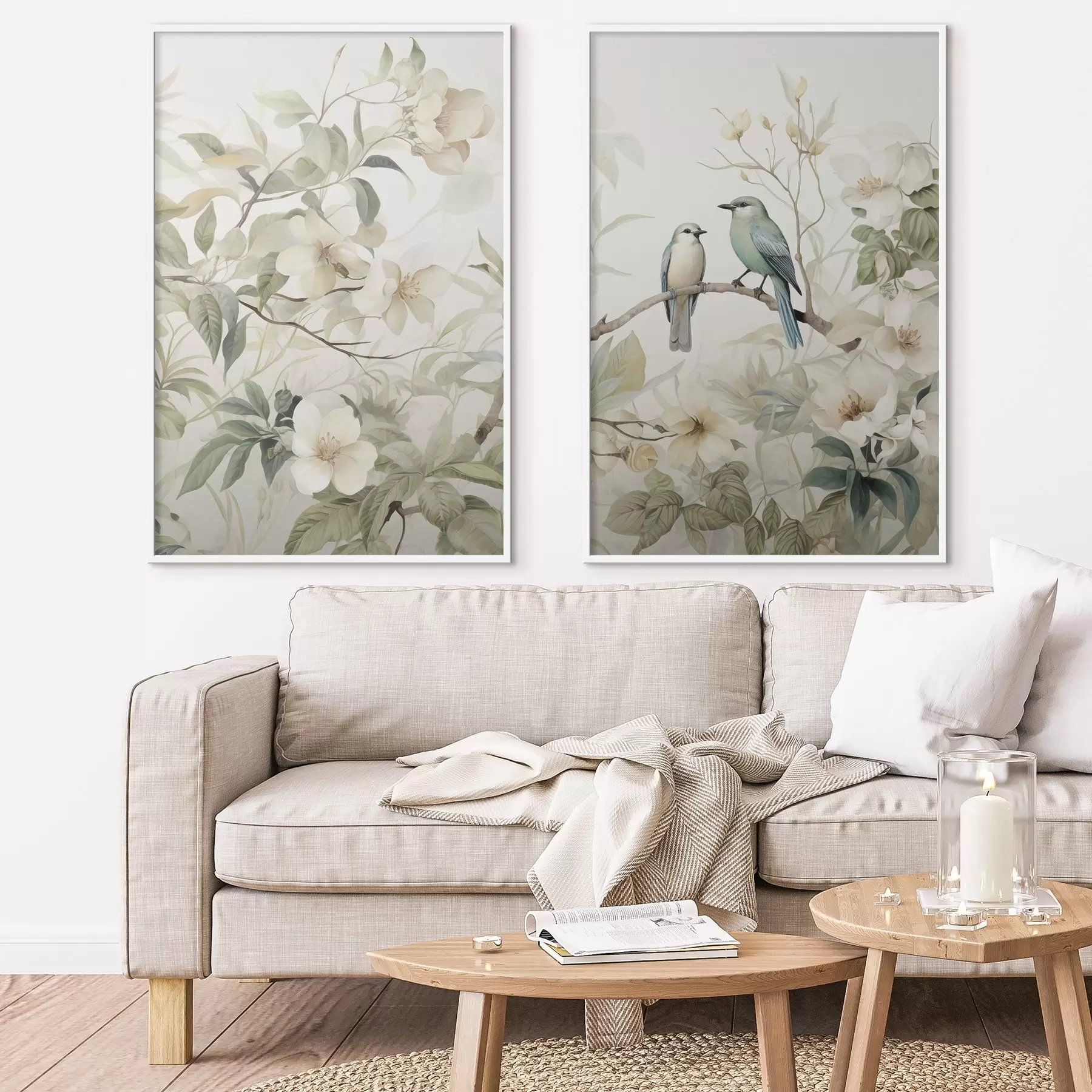 Fototapete Zwei Vögel auf Ästen d01071