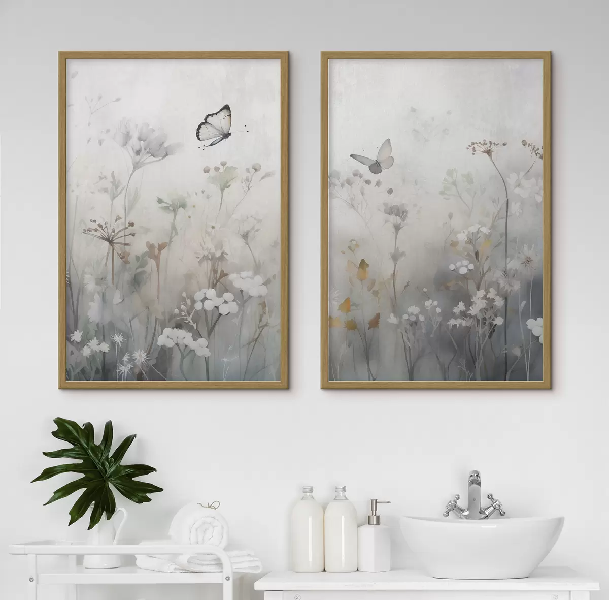 Poster Schmetterlinge und Wildblumen d01072