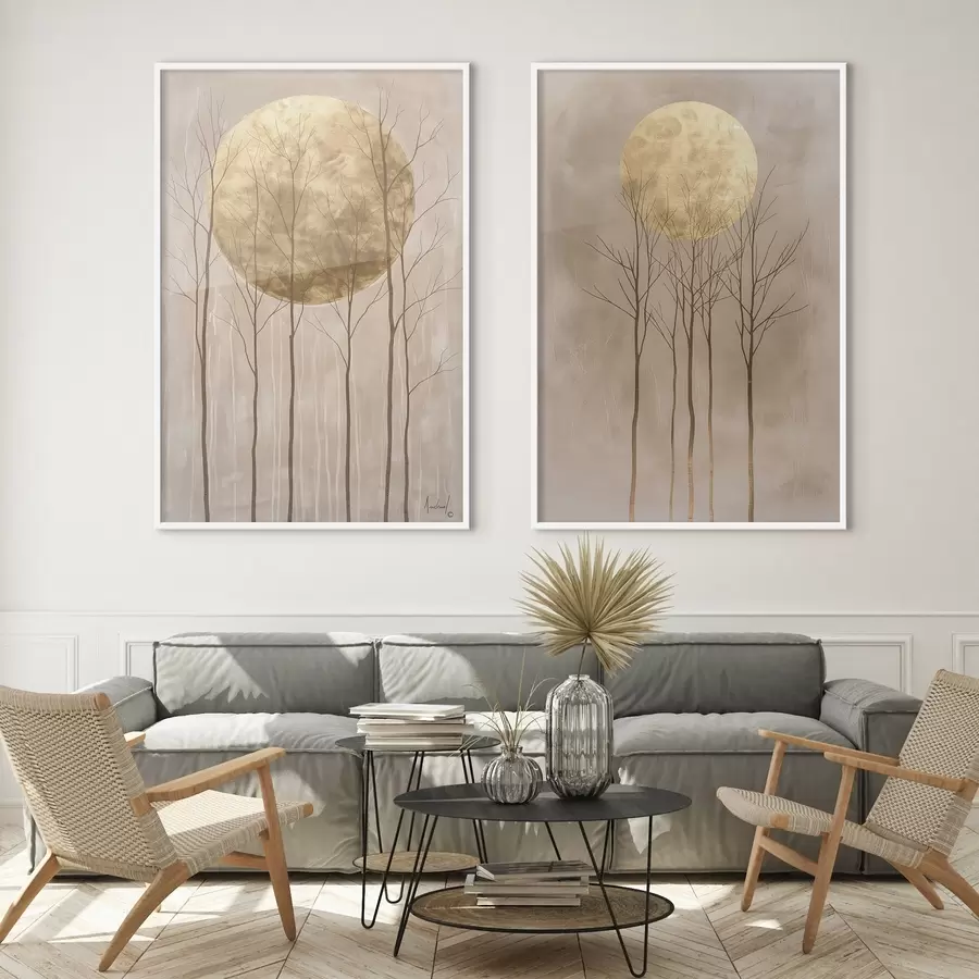 Fototapete Zarte Bäume und Kreis d01137