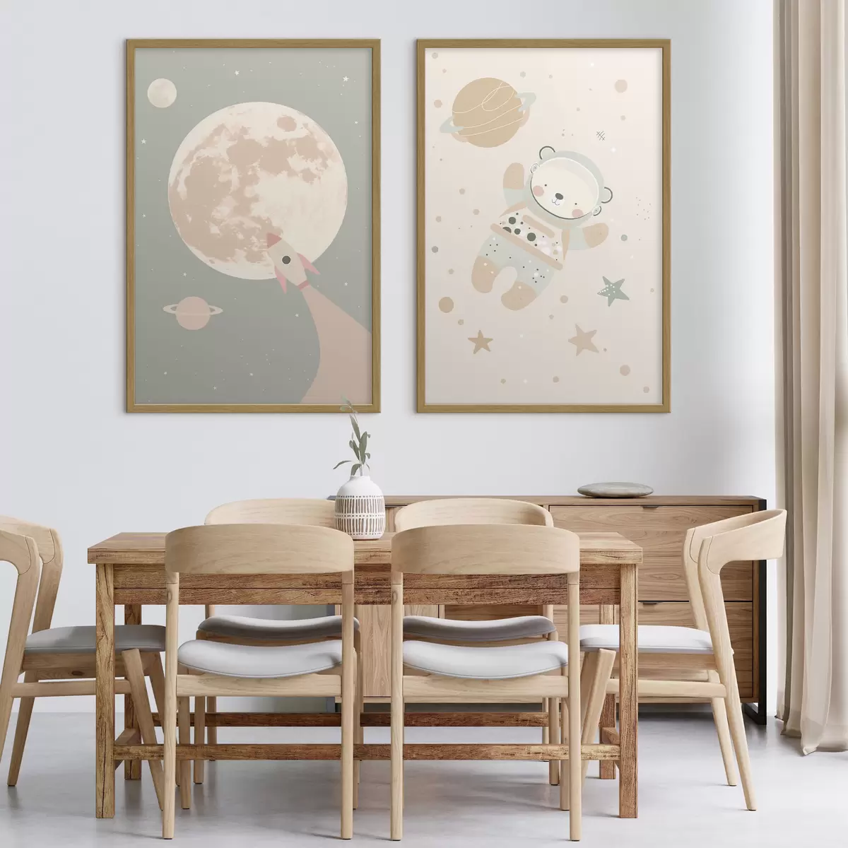 Poster Kosmonaut Bär und Mond d01138