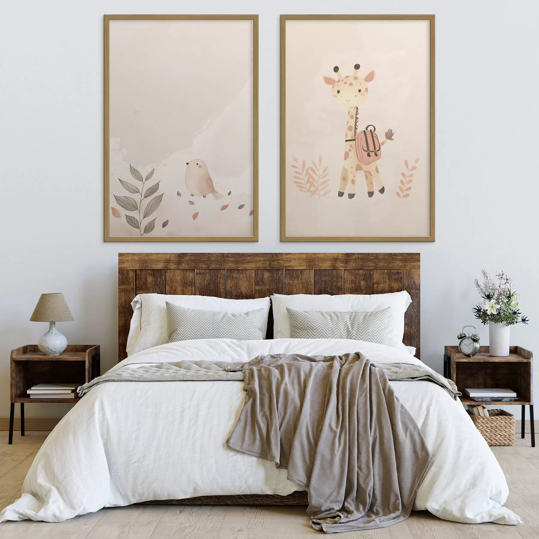 Fototapete Giraffe und Vogel d01148