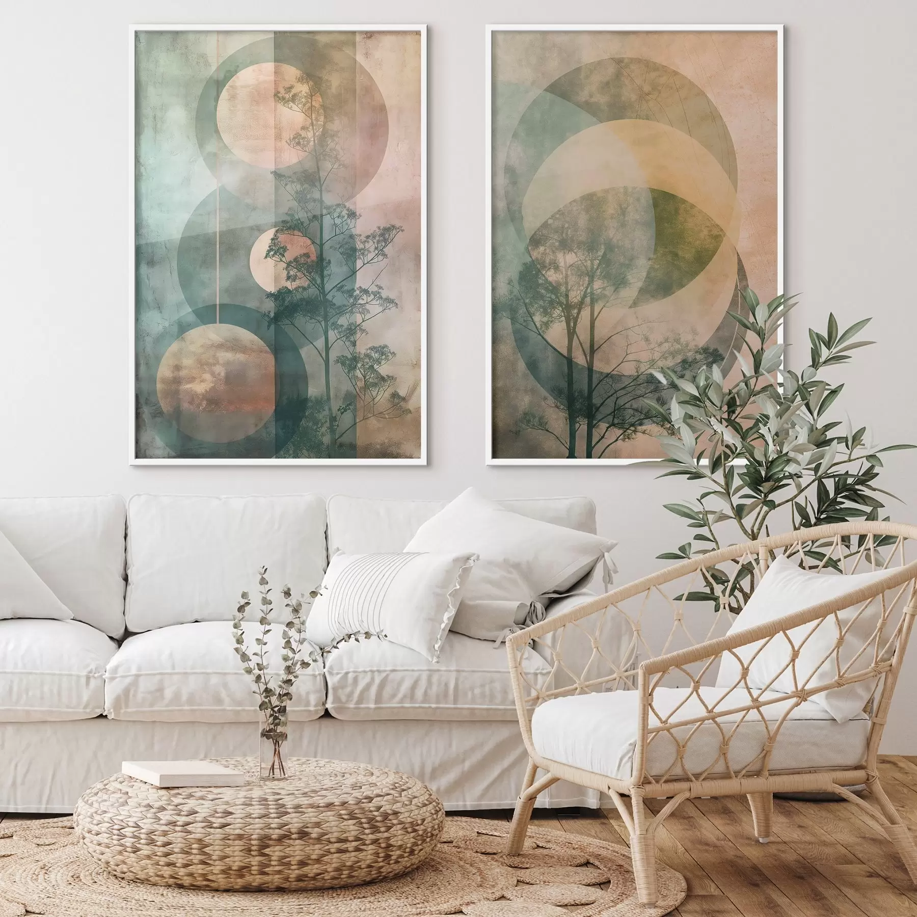 Fototapete Kreise und Blätter d01145