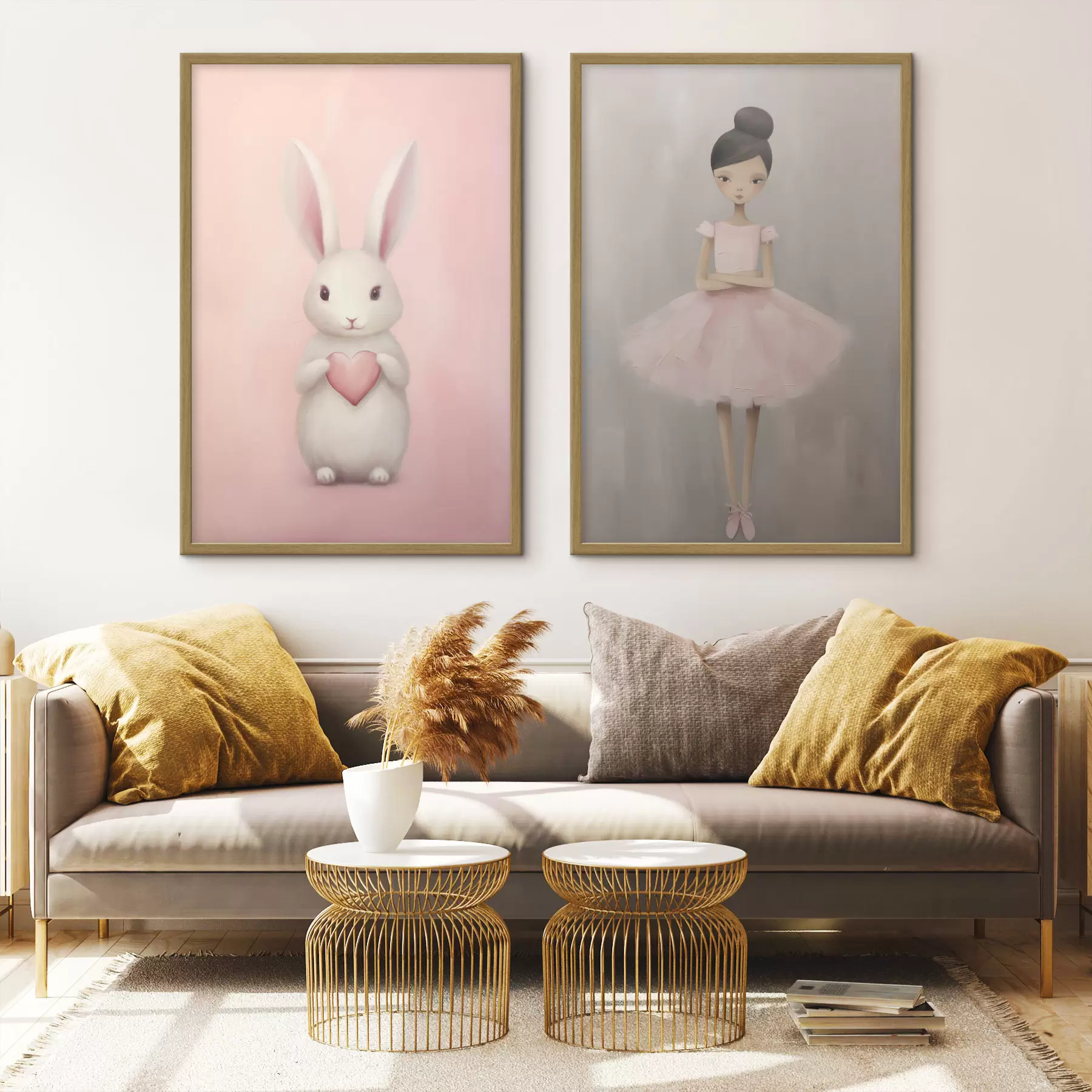 Fototapete Hase mit Herz und Ballerina d01157