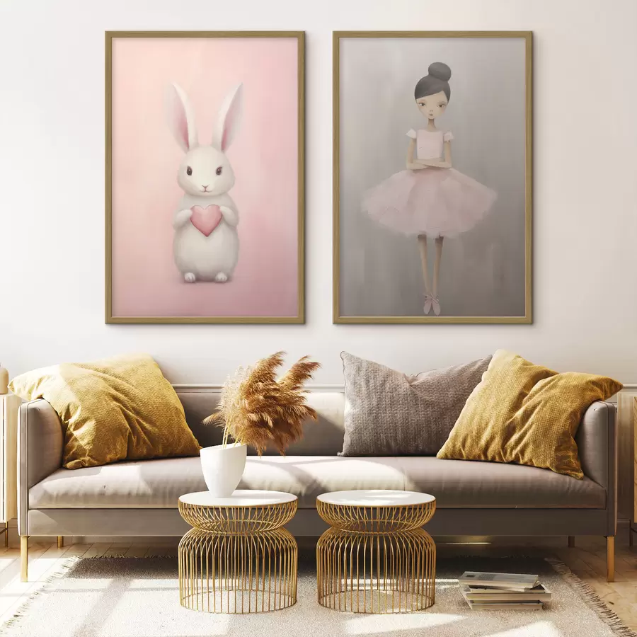 Fototapete Hase mit Herz und Ballerina d01157