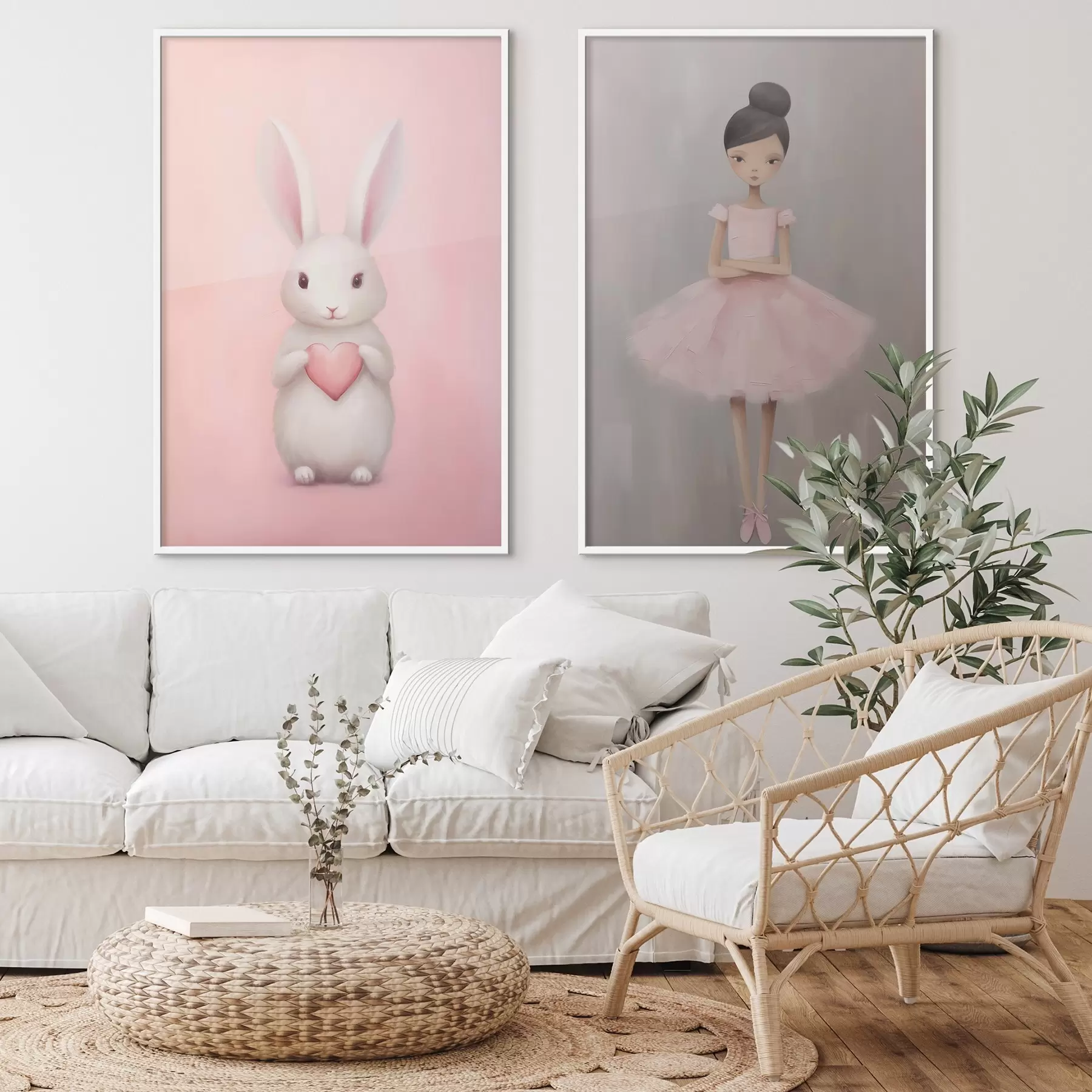 Fototapete Hase mit Herz und Ballerina d01157